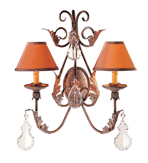Meyda Lighting French Elegance 21" 2-Light Pompeii Gold Wall Sconce With Taos Parchment Shade