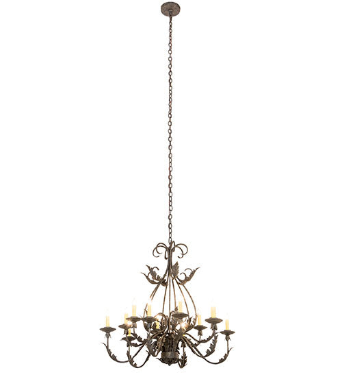 Meyda Lighting French Elegance 36" 12-Light Antiquity Chandelier With Ivory Faux Candlelight