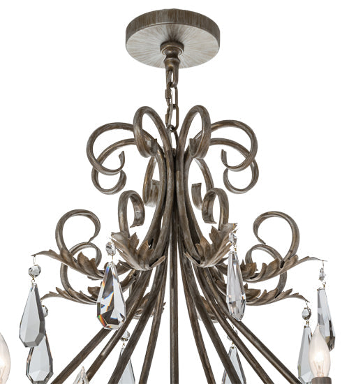 Meyda Lighting French Elegance 60" 16-Light Antique Silver Chandelier With Antique Silver Faux Candlelight