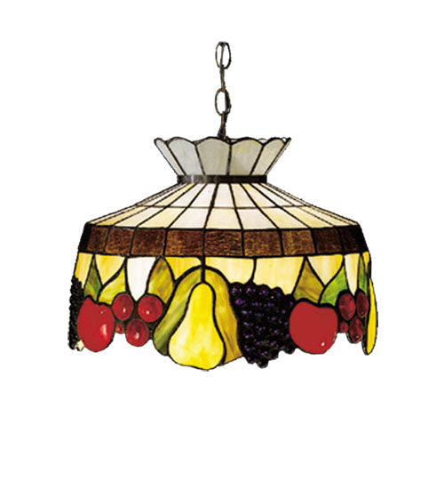 Meyda Lighting Fruit 16" Mahogany Bronze Pendant Light With Multi-Colored Shade Glass