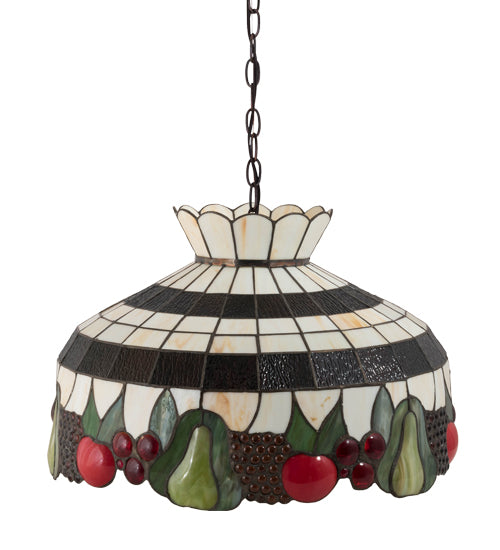 Meyda Lighting Fruit 20" Mahogany Bronze Pendant Light With Multi-Colored Shade Glass
