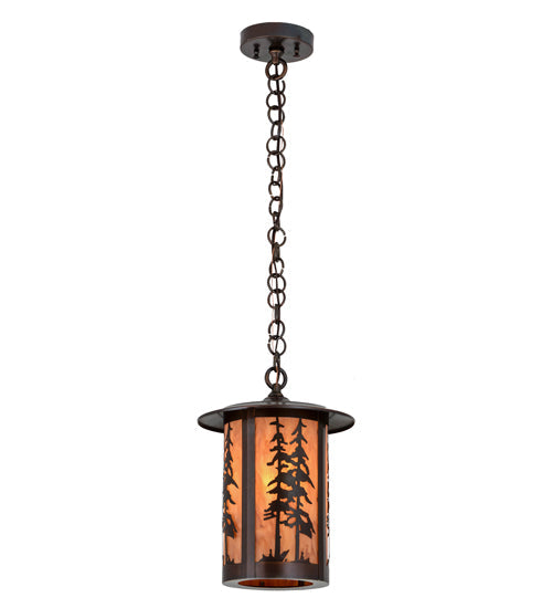 Meyda Lighting Fulton 10" Antique Copper Great Pines Pendant Light With Ambra Siena Idalight Shade Glass