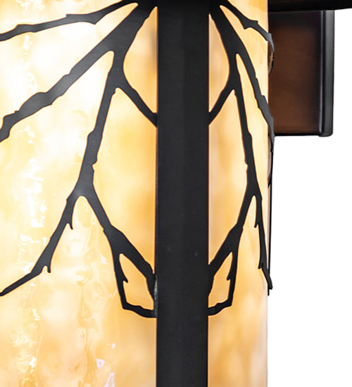 Meyda Lighting Fulton 10" Craftsman Brown Branches Wall Sconce With Beige Art Shade Glass
