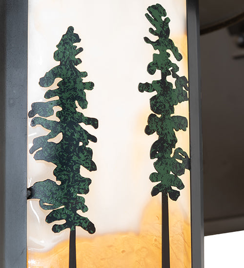 Meyda Lighting Fulton 10" Craftsman Brown & Green Trees Tall Pines Wall Sconce With Beige Art Shade Glass