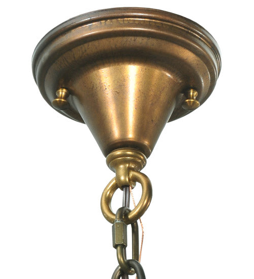Meyda Lighting Fulton 14" Antique Copper Lone Pine Pendant Light With Silver Mica Shade Glass