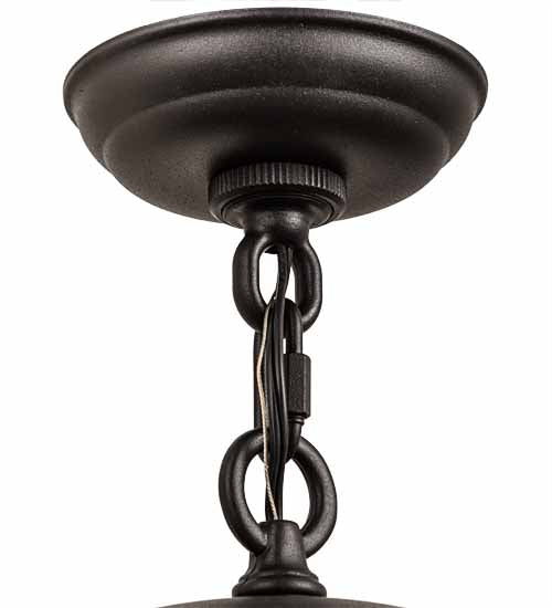 Meyda Lighting Fulton 14" Old Wrought Iron Hanging Lantern Pendant Light With Clear Seeded Shade Glass