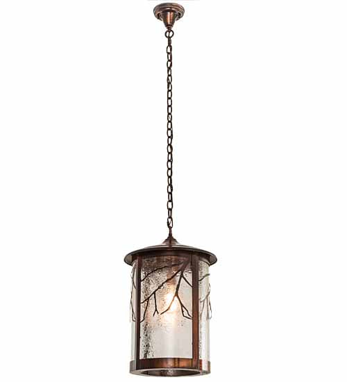 Meyda Lighting Fulton 14" Vintage Copper Branches Pendant Light With Clear Seeded Granite Shade Glass
