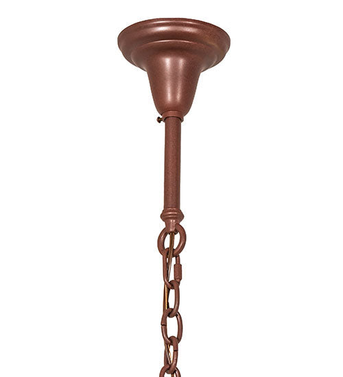 Meyda Lighting Fulton 24" 8-Light Rust Moose Creek Pendant Light With Amber Mica Shade Glass