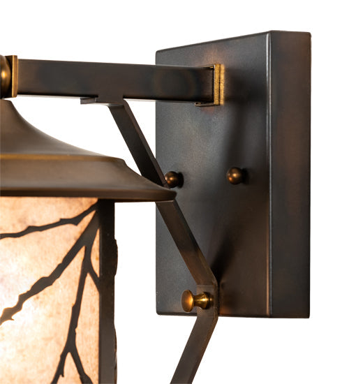 Meyda Lighting Fulton 8" Antique Copper Branches Wall Sconce With Silver Mica Shade Glass