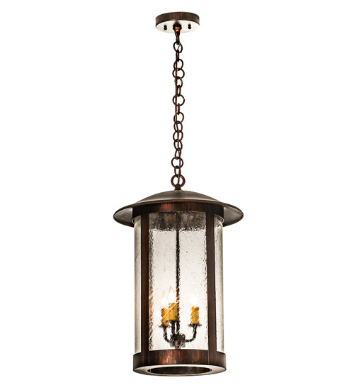 Meyda Lighting Fulton Lake Charles 14" 3-Light Rokusho Pendant Light With Clear Seeded Shade Glass