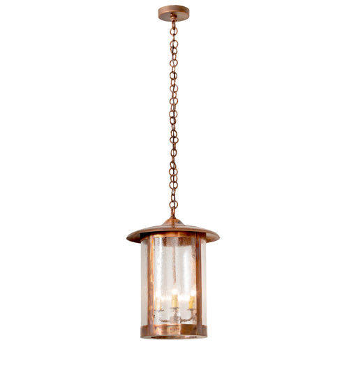 Meyda Lighting Fulton Lake Charles 14" 4-Light Vintage Copper Pendant Light With Clear Seeeded Shade Glass