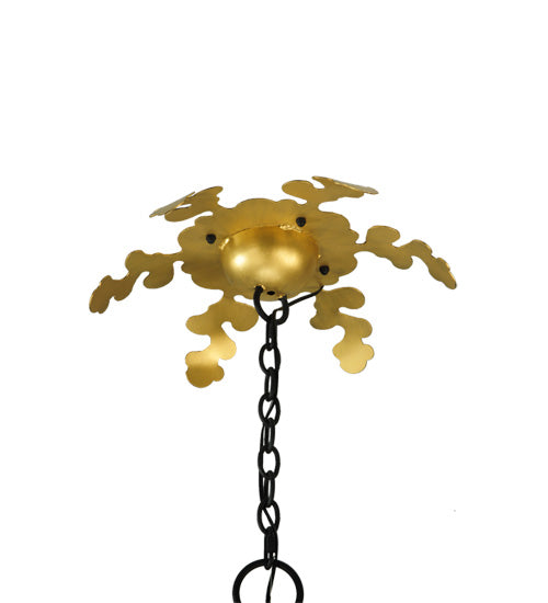 Meyda Lighting Ganser 25" 6-Light Blackwash & Gold Accents Lantern Pendant Light With Clear Seeded Shade Glass