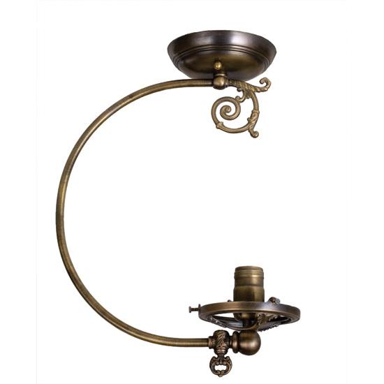 Meyda Lighting Gas Reproduction 5" Antique Brass Semi-Flush Mount Base With Fitter