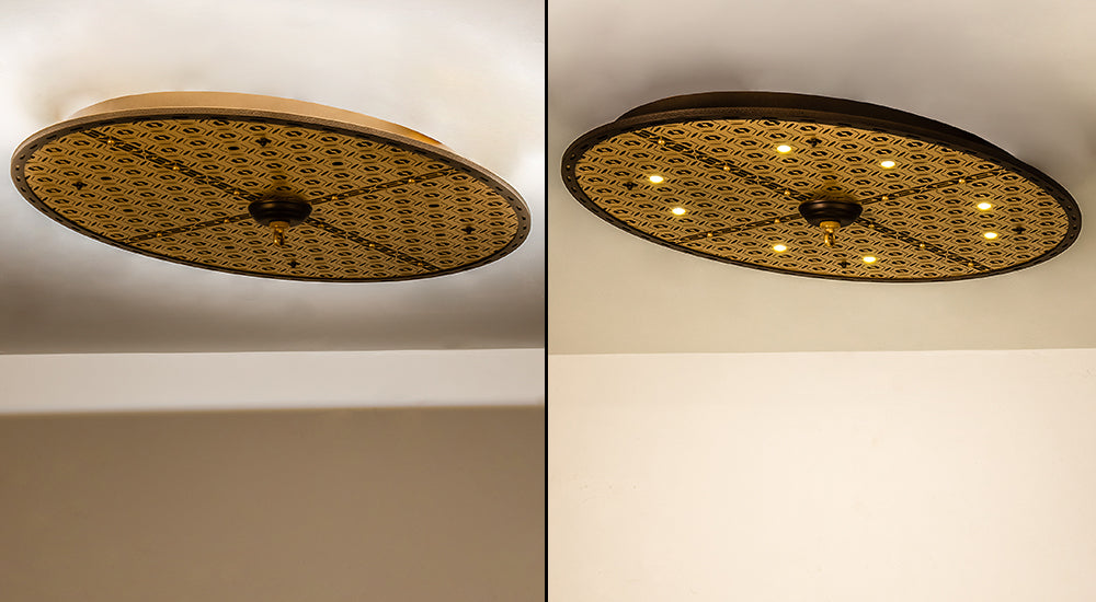 Meyda Lighting Geometrik 48" 9-Light Tyler Bronze & Goldtastic Ceiling Medallion Chandelier