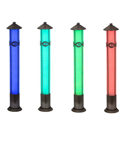 Meyda Lighting Georgia Aquarium 7" LED Stainless Steel Bollard Post Mount With White Statuario Idalight Shade