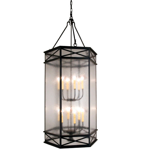 Meyda Lighting Gina 27" 12-Light Blackwash Pendant Light With Clear Seeded Shade Glass