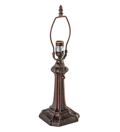 Meyda Lighting Glasgow Bungalow 18" Mahogany Bronze Table Lamp With Beige Stained Shade Glass