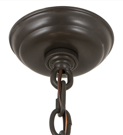 Meyda Lighting Glendale 36" 4-Light Timeless Bronze Mission Inverted Pendant Light With Silver Mica Shade Glass