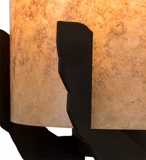 Meyda Lighting Gleras 8" 2-Light Oil Rubbed Bronze Wall Sconce With Beige Parchment Shade