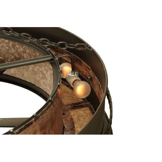 Meyda Lighting Golden Forge 44" 8-Light Dark Roast/Antique Copper Chandelier With Amber Mica Shade Glass and Black Fan