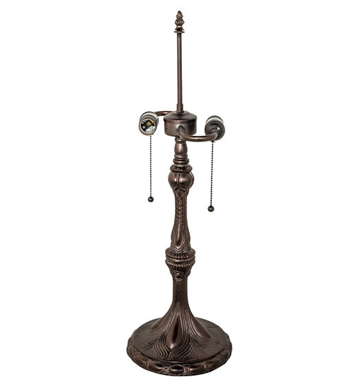 Meyda Lighting Gorham 26" 2-Light Mahogany Bronze Table Lamp With Multi-Colored Shade Glass