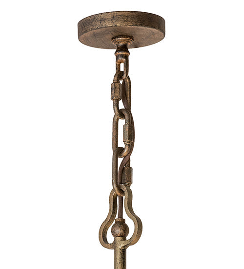 Meyda Lighting Grand Stair 54" 18-Light Spanish Gold Chandelier With Antique Cream Textrene Shade