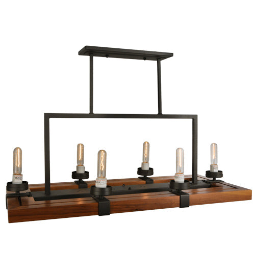 Meyda Lighting Grand Terrace 38" 10-Light Wrought Iron Island Chandelier With Frosted Amber Shade Glass