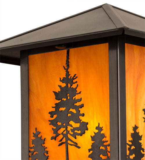 Meyda Lighting Great Pines 13" Craftsman Brown Outdoor Deck Light With Ambra Siena Idalight Shade Glass