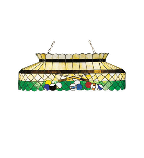Meyda Lighting Green Billiard 40" 6-Light Mahogany Bronze Island Pendant Light With Multi-Colored Shade Glass