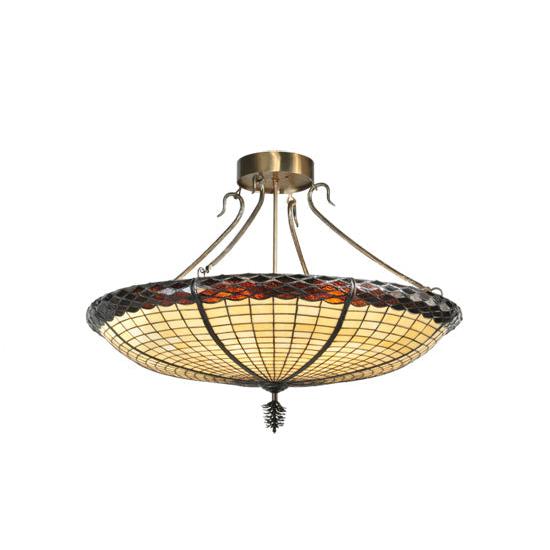 Meyda Lighting Greenbriar Oak 36" 6-Light Antique Copper Semi-flush Mount Ceiling Light
