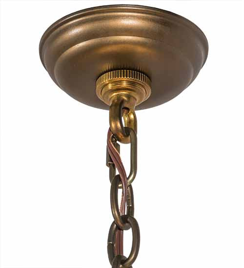 Meyda Lighting Greenbriar Oak 40" 6-Light Antique Copper Inverted Pendant Light With Brown & Beige Shade Glass