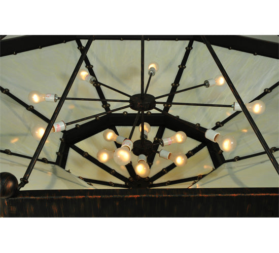 Meyda Lighting Grenoble 74" 15-Light Roasted Red Pepper Semi-flush Mount Ceiling Light With Creme Carrare Idalight Shade