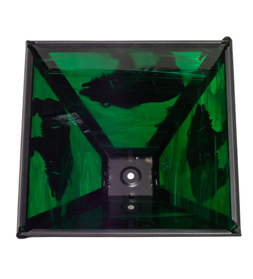 Meyda Lighting Grizzly Bear 17" Textured Black Frame With Green Shade Glass