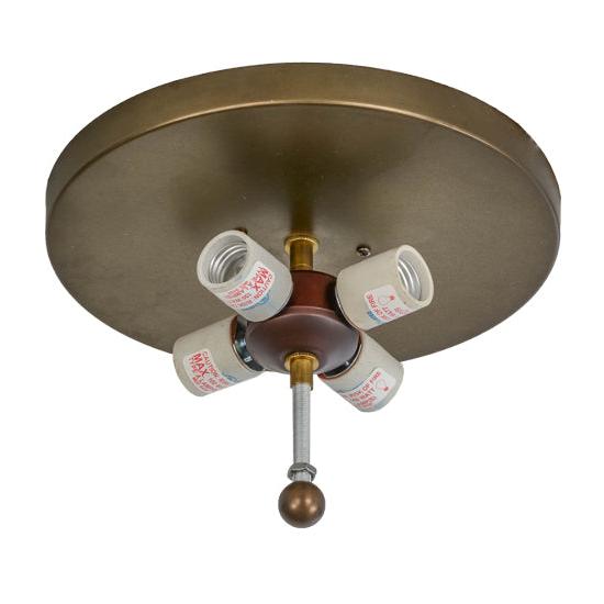 Meyda Lighting Grizzly Bear On The Loose 22" Antique Copper Flushmount With Silver Mica Shade Glass