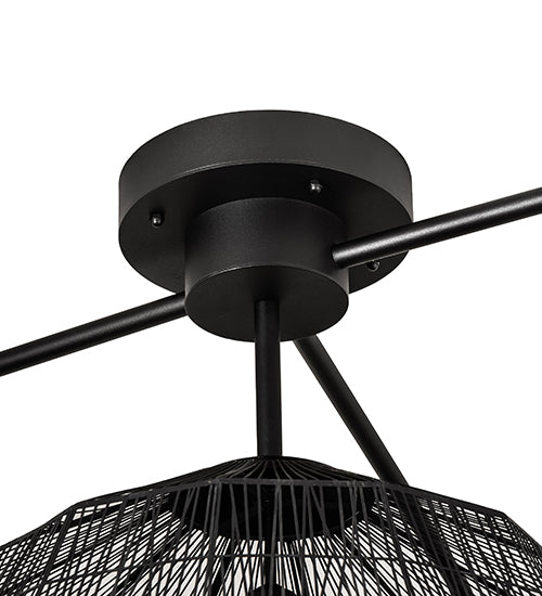 Meyda Lighting Hacienda 96" 4-Light Textured Black Chandelier With Blackened Wicker Shade