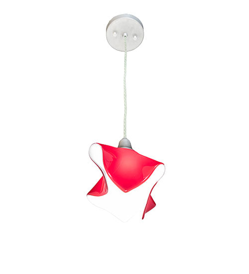 Meyda Lighting Handkerchief 8" Brushed Nickel Mini Pendant Light With Red Opal Shade Glass