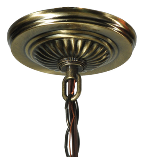 Meyda Lighting Hanging Pansy 16" Mahogany Bronze Pendant Light With Multi-Colored Shade Glass