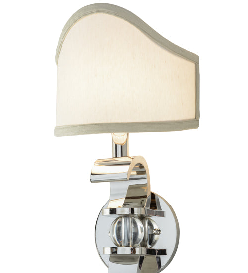 Meyda Lighting Helena 9" Polished Nickel Wall Sconce With Beige Textrene Shade