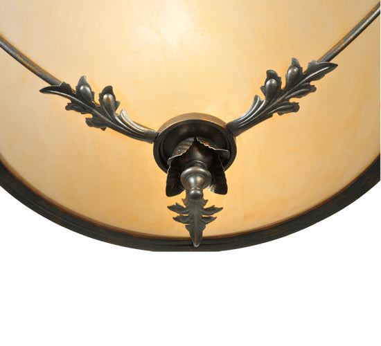 Meyda Lighting Hoja 15" 2-Light French Bronze Semi-flush Mount Ceiling Light With Sahara Taupe Idalight Shade