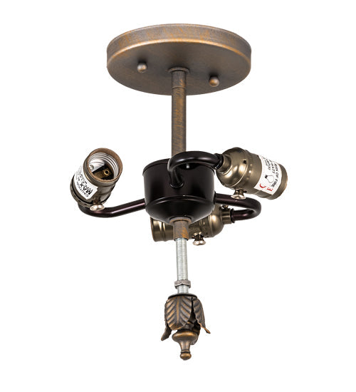 Meyda Lighting Hoja 15" 3-Light French Bronze Semi-flush Mount Light With Travertine Idalight Shade