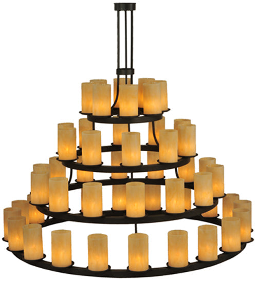 Meyda Lighting Horizon Gold 72" 52-Light 4-Tier Timeless Bronze Chandelier With Sahara Taupe Idalight Shade