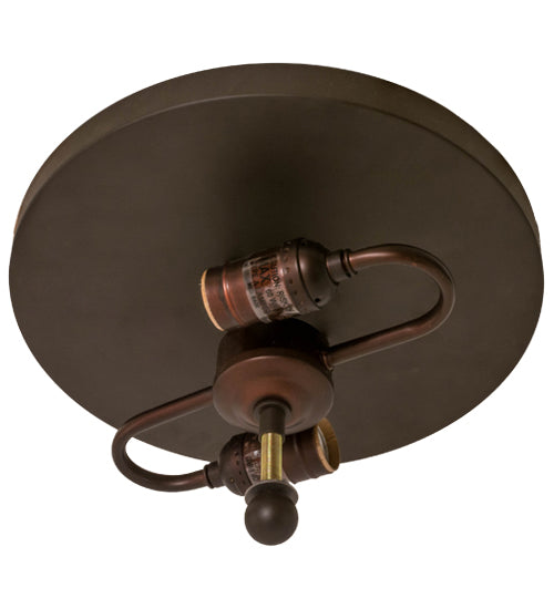Meyda Lighting Horseshoe 17" 2-Light Oil Rubbed Bronze Flush Mount Light With Silver Mica Shade Glass