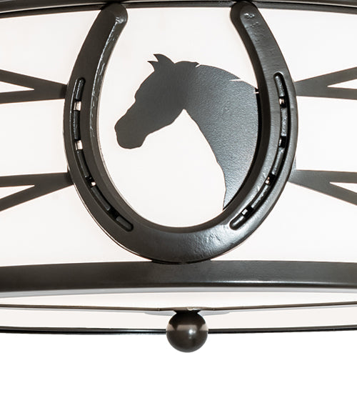 Meyda Lighting Horseshoe 17" 2-Light Timeless Bronze Flush Mount Light With White Statuario Idalight Shade