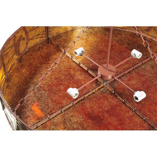 Meyda Lighting Horseshoe 48" 8-Light Semi-flush Mount Ceiling Light With Amber Mica Shade Glass