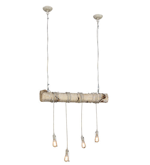 Meyda Lighting Hounds Tooth 36" 4-Light Natural Wood & White Island Pendant Light
