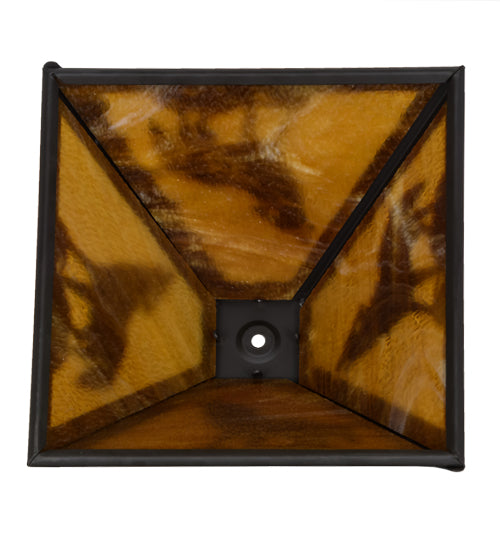 Meyda Lighting Howling Wolf 16" Oil Rubbed Bronze Frame With Honey Art Shade Glass
