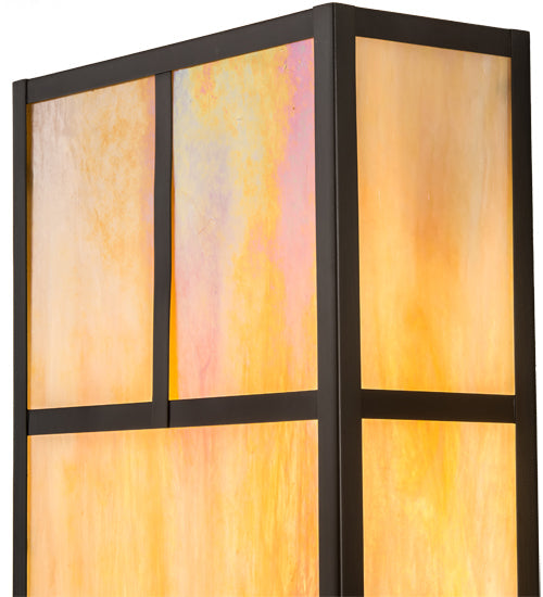 Meyda Lighting Hyde Park 10" 2-Light Craftsman Brown T Mission Wall Sconce With Beige Iridescent Shade Glass