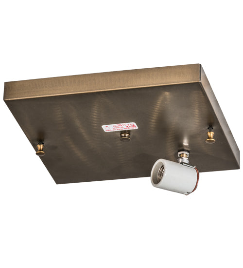 Meyda Lighting Hyde Park 12" Antique Copper Flush Mount Light With Beige Iridescent Art Shade Glass