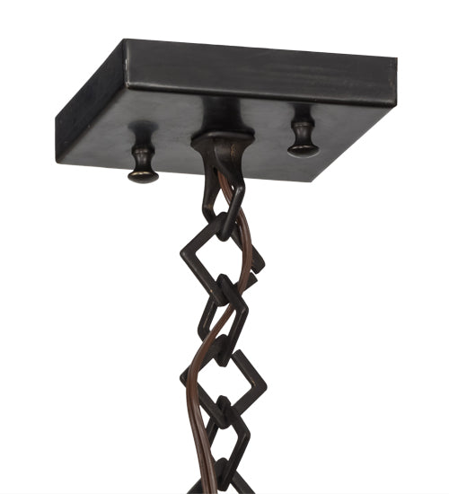 Meyda Lighting Hyde Park 13" Craftsman Brown Vine Leaf Pendant Light With Beige Iridescent Shade Glass