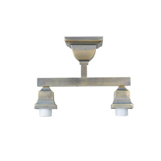 Meyda Lighting Hyde Park 16" 2-Light Antique Brass T Mission Semi-flush Mount Ceiling Light With Iridescent Shade Glass